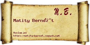 Matity Bernát névjegykártya